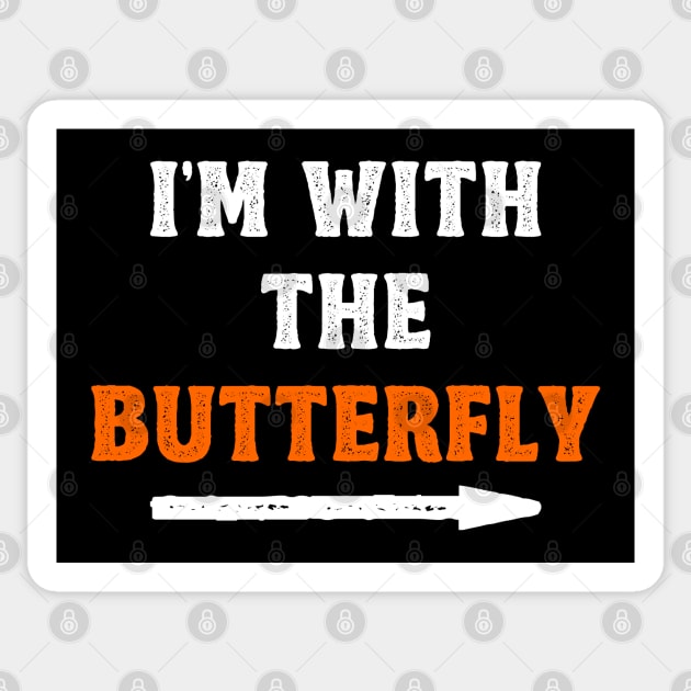 Funny Halloween I'm With The Butterfly Costume Couple Sticker by DLEVO